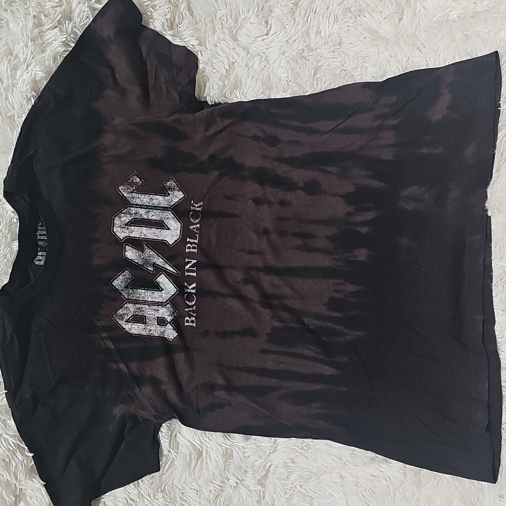AC/DC Back In Black Tie Dye Pattern Short Sleeve Graphic Band T-shirt